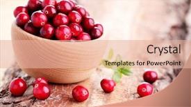  Presentation with juice - Beautiful slide deck featuring cranberry juice - fresh and delicious cranberries backdrop and a lemonade colored foreground