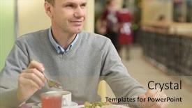  Presentation with cranberry juice - Presentation theme consisting of cranberry juice - man eating his dinner background and a  colored foreground