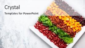  Presentation with seed oil - Theme consisting of cranberry pecan and pomegranate seed background and a sky blue colored foreground