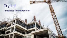  Presentation with crane - Slides with crane and building construction site background and a sky blue colored foreground