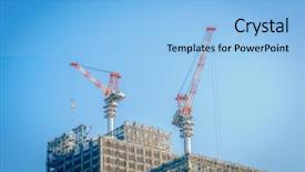  Presentation with building construction - Theme consisting of crane and building construction site background and a light blue colored foreground
