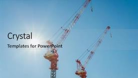  Presentation with building construction - PPT layouts featuring crane and building construction site background and a light blue colored foreground