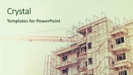  Presentation with building construction - Presentation theme having crane and building construction site background and a cream colored foreground