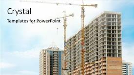  Presentation with building construction - Colorful presentation theme enhanced with crane and building construction backdrop and a white colored foreground