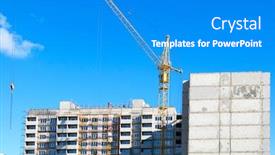  Presentation with under construction - PPT theme enhanced with crane and building under construction background and a cobalt blue colored foreground