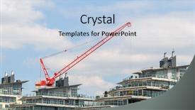  Presentation with apartment buildings - Amazing presentation design having crane and modern apartment building backdrop and a  colored foreground