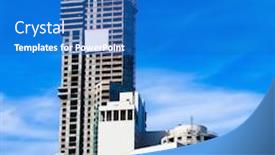  Presentation with crane - Amazing slide deck having crane-and-modern-unfinished-highrise backdrop and a teal colored foreground