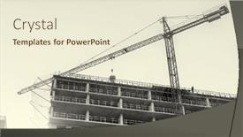  Presentation with house building - PPT layouts having crane-building-the-dwelling-house background and a lemonade colored foreground