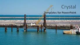  Presentation with crane - Presentation theme having crane-during-construction-in-harbor background and a light blue colored foreground