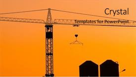 Presentation with crane - Amazing presentation having golden hard hat engineer - crane for construction industry backdrop and a gold colored foreground