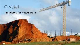  Presentation with disaster recovery site - Amazing PPT theme having crane-on-a-site backdrop and a light blue colored foreground