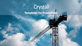  Presentation with crane - Audience pleasing slide deck consisting of crane on blue sky backdrop and a teal colored foreground