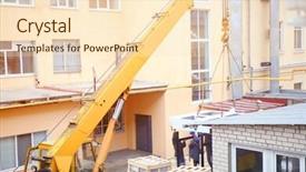  Presentation with crane - Cool new PPT theme with industrial crane operating and lifting backdrop and a lemonade colored foreground