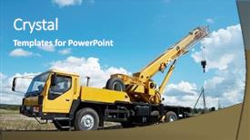  Presentation with crane - Presentation theme featuring crane with risen telescopic boom background and a teal colored foreground