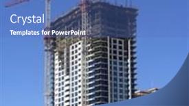  Presentation with rise - Beautiful slide deck featuring cranes-and-high-rise backdrop and a teal colored foreground