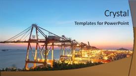  Presentation with terminal - PPT theme consisting of cranes at freight terminal china background and a  colored foreground
