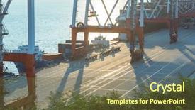  Presentation with export - Cool new presentation theme with cranes at freight terminal china backdrop and a  colored foreground