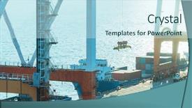  Presentation with freight system - Audience pleasing PPT theme consisting of cranes at freight terminal china backdrop and a  colored foreground