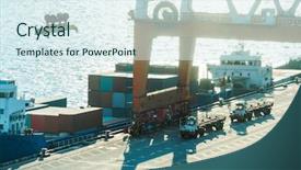  Presentation with export - Cool new presentation with cranes at freight terminal china backdrop and a  colored foreground