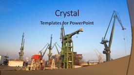  Presentation with shipyard - Slide set featuring cranes at historical shipyard background and a light blue colored foreground