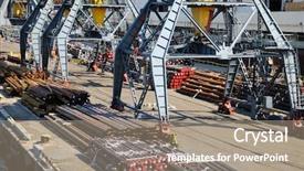  Presentation with seaport - Audience pleasing PPT theme consisting of attractive young brunette woman using her laptop note shallow depth of field backdrop and a light gray colored foreground