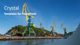  Presentation with scrap metal - Colorful PPT layouts enhanced with cranes-loading-scrap-metal backdrop and a teal colored foreground
