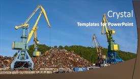  Presentation with scrap metal - Amazing presentation theme having cranes-loading-scrap-metal backdrop and a teal colored foreground