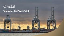  Presentation with shipping container - Audience pleasing slide deck consisting of cranes-of-a-container-shipping backdrop and a gray colored foreground