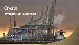  Presentation with shipping container - Beautiful slide deck featuring cranes-of-a-container-shipping backdrop and a gray colored foreground