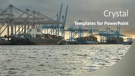  Presentation with shipping container - Slides having cranes-of-a-container-shipping background and a  colored foreground