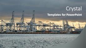  Presentation with shipping container - Theme enhanced with cranes-of-a-container-shipping background and a gray colored foreground