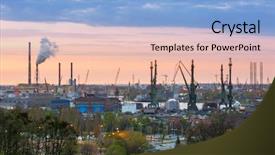  Presentation with shipyard - PPT theme having cranes of the shipyard background and a light blue colored foreground