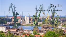  Presentation with shipyard - Theme having cranes of the shipyard background and a light blue colored foreground