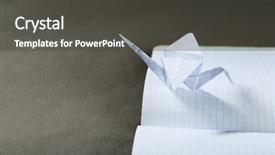  Presentation with notebook paper - Slide set featuring cranes on notebook on grey background and a  colored foreground