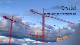 Presentation with building construction - Cool new slides with cranes on the building construction backdrop and a light blue colored foreground