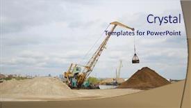  Presentation with piles - Amazing slide deck having cranes work at dock on river and huge piles of sand at spring day backdrop and a sky blue colored foreground