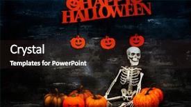  Presentation with skeleton - Presentation theme with cranium - halloween concept with a pumpkin background and a wine colored foreground