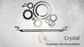  Presentation with industrial machine - Presentation featuring crank wheel machine working concept background and a light gray colored foreground