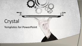  Presentation with industrial machine - PPT layouts consisting of crank wheel machine working concept background and a light gray colored foreground