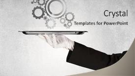  Presentation with industrial machine - PPT layouts enhanced with crank wheel machine working concept background and a light gray colored foreground