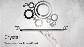  Presentation with industrial machine - Amazing theme having crank wheel machine working concept backdrop and a  colored foreground