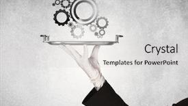  Presentation with industrial machine - Beautiful slide set featuring crank wheel machine working concept backdrop and a  colored foreground