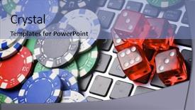  Presentation with casino - Slide deck with craps - casino chips cards and dices background and a teal colored foreground