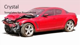  Presentation with auto - Amazing presentation design having crash - auto wreck backdrop and a coral colored foreground