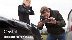  Presentation with car accident - Cool new presentation with crash - drivers taking photo of car backdrop and a dark gray colored foreground