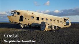 Presentation with airplane crash - PPT theme having remains of an old crash background and a dark gray colored foreground