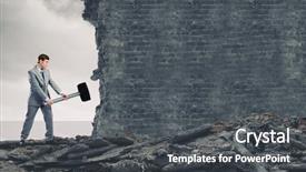  Presentation with multiracial team of young doctors stacking hands - PPT theme enhanced with crash barrier - young determined businessman with big background and a  colored foreground