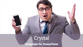  Presentation with mobile phone and germs - Slide deck featuring crash screen - businessman with mobile phone isolated background and a gray colored foreground