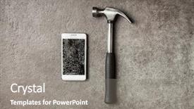  Presentation with smartphone - Presentation design consisting of crash test - smartphone with broken screen background and a  colored foreground