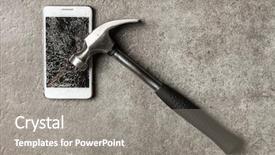  Presentation with plasma screen - Colorful PPT theme enhanced with crash test - smartphone with broken screen backdrop and a  colored foreground